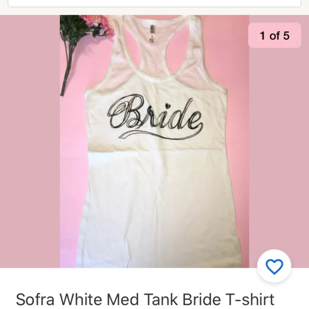 White Sofra Tank “Bride” T-shirt M 100% Cotton